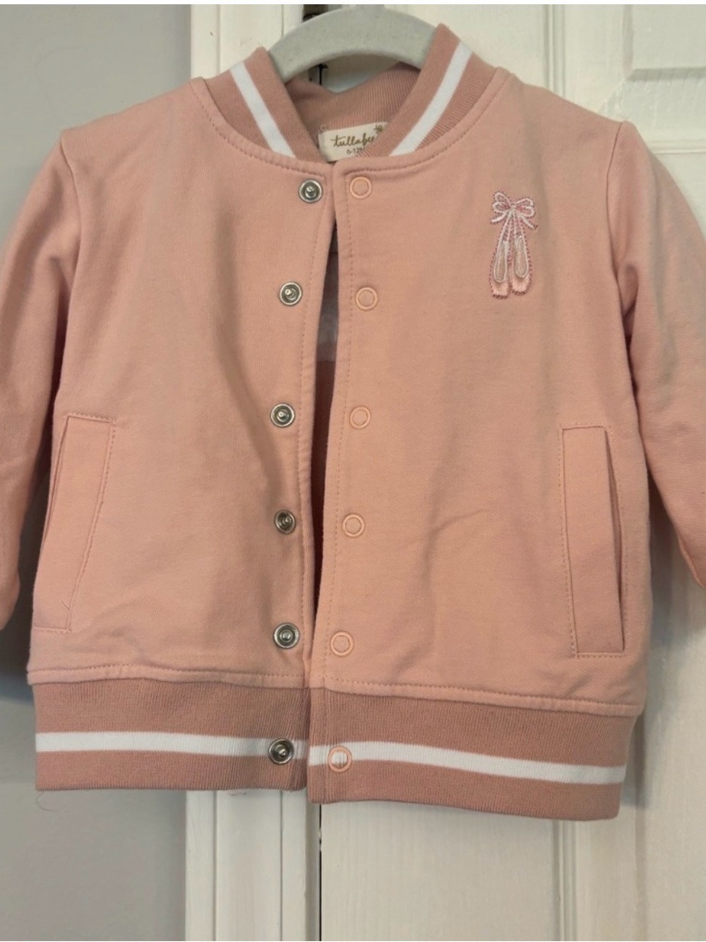Tullabee Light Pink Bomber Jacket with Ballet Applique Size 6-12 months